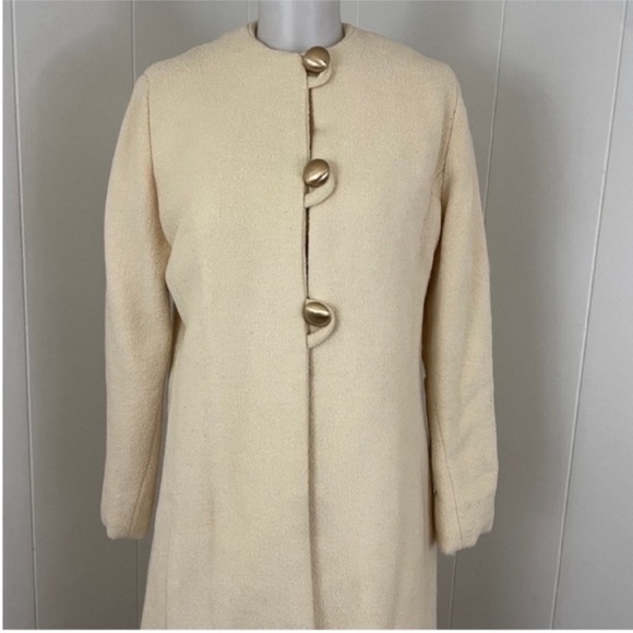 Vintage Set Womens Sleeveless Crew Neck Shift Dress Women’s M‎ Ivory Over Coat - Picture 3 of 14
